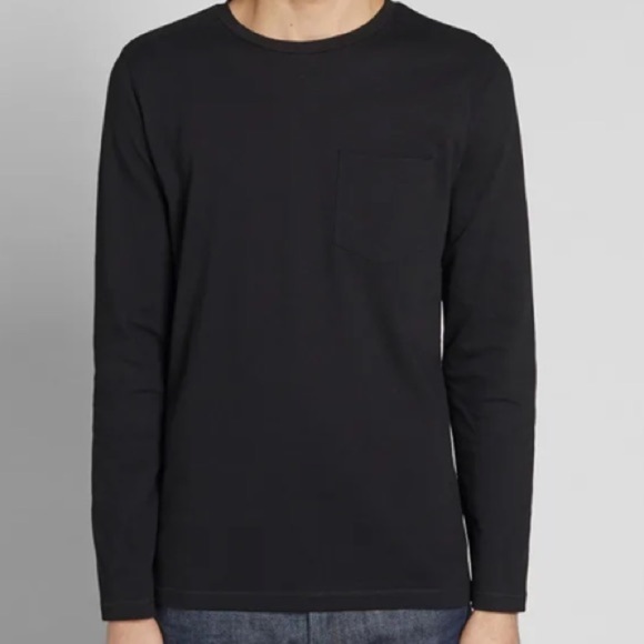 A.P.C. LONG SLEEVE JOE POCKET TEE Black Medium NWOT Elevated Basic Luxe Capsule - Picture 4 of 9